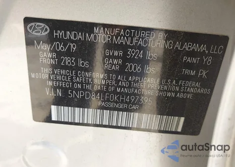 2019 Hyundai Elantra Value Edition z USA, uszkodzony, nr VIN 5NPD84LF0KH497395